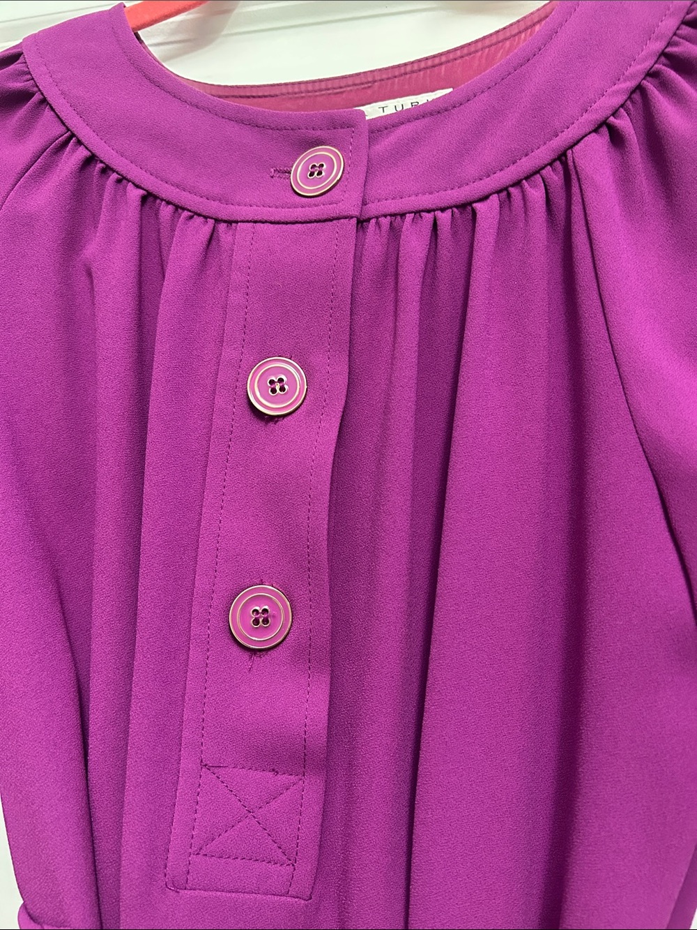 EUC Trina Turk Purple Button-Front Belted Dress - Picture 2 of 5